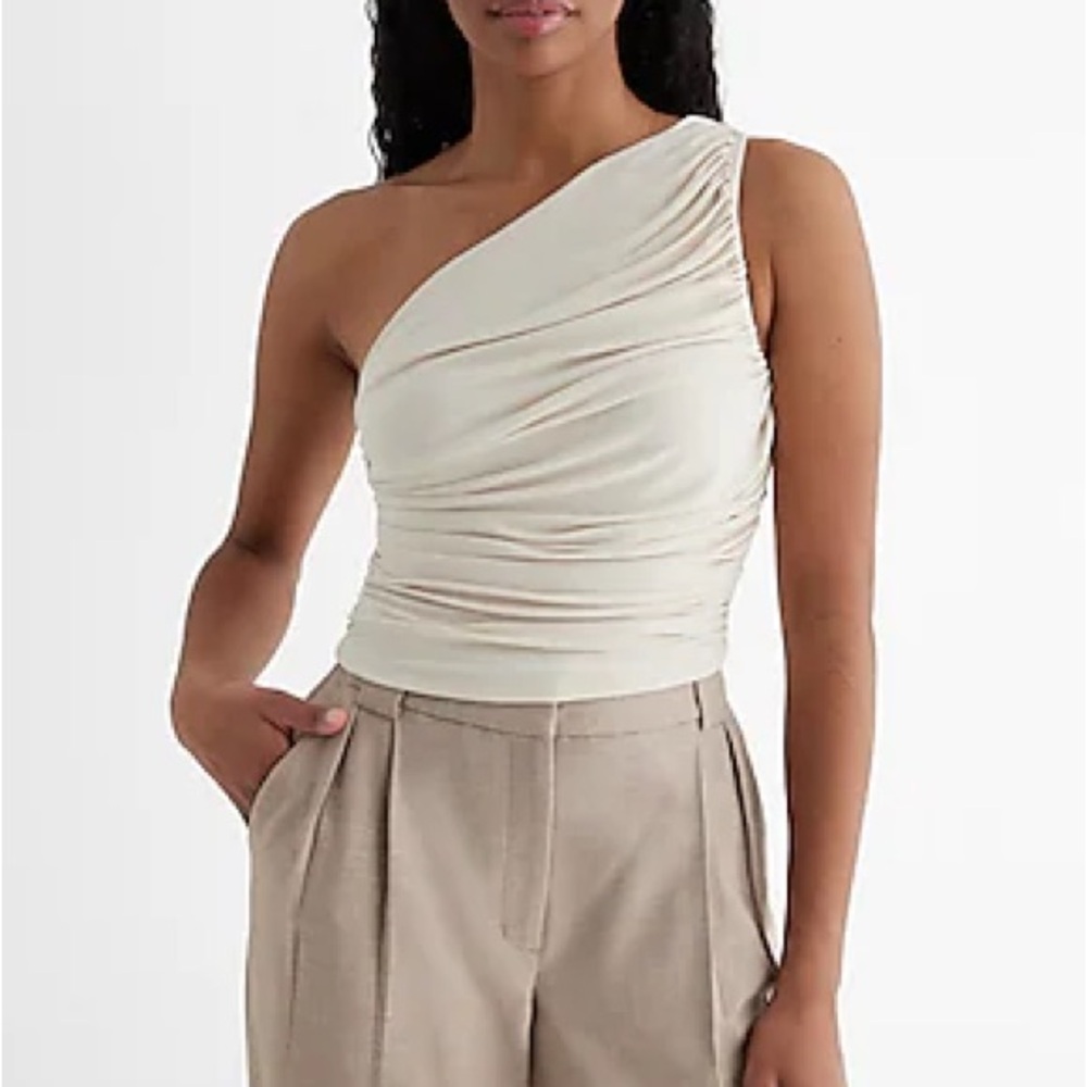 EXPRESS FITTED ONE SHOULDER RUCHED CROPPED TANK